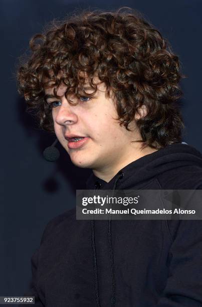 Actor Gaten Matarazzo attends the Heroes Comic Con at Feria Valencia on February 24, 2018 in Valencia, Spain.