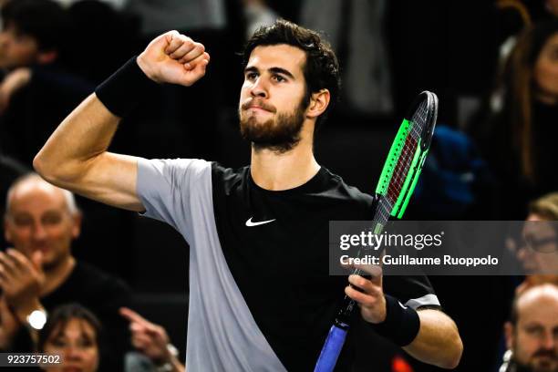 Karen Khachanov during the Open 13 Marseille 1/2 final during semi final of Tennis Open 13 on February 24, 2018 in Marseille, France.