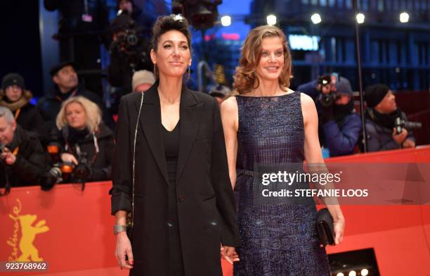 German actress Marie Baeumer and French-Iranian director and screenwriter Emily Atef pose on the red carpet before the awards ceremony of the 68th...