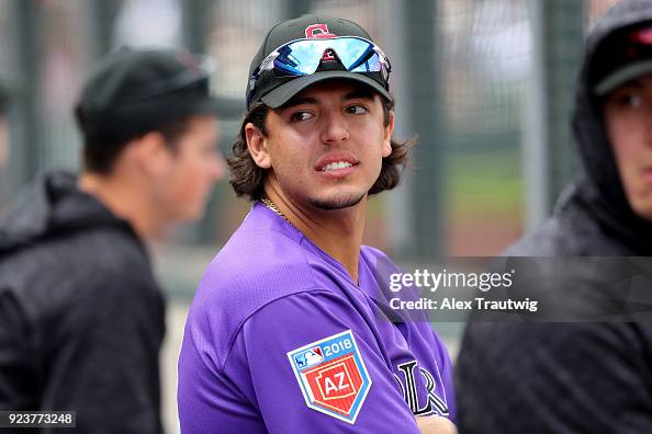 Colton Weiker Colton Welker of the Colorado Rockies is seen in the dugout during ...