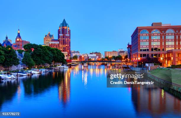 milwaukee riverwalk - wisconsin stock pictures, royalty-free photos & images