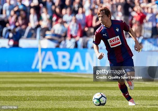 Takashi Inui of SD Eibar in action during the La Liga match between Celta de Vigo and Eibar at Balaidos Stadium on February 24, 2018 in Vigo, Spain.