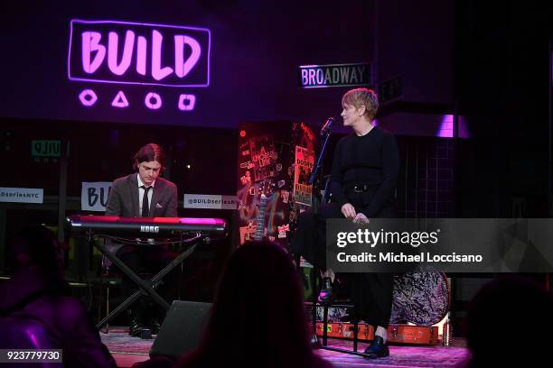 Musicians Shawn Colvin and Bryn Roberts on piano perform during a Build Studio visit after discussing her new album of children's music "The...