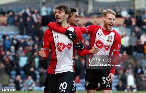 Manolo Gabbiadini of Southampton celebrates after equalising during the Premier League match between Burnley and Southampton at Turf Moor on February...