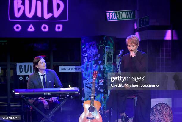 Musicians Shawn Colvin and Bryn Roberts on piano perform during a Build Studio visit after discussing her new album of children's music "The...