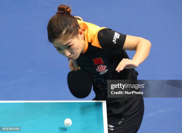 Shiwen LIU of China during 2018 International Table Tennis Federation World Cup match between Shiwen LIU of China against Yue WU of USA at Copper Box...