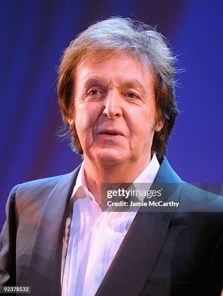 Sir Paul McCartney attends the Chance & Chemistry: A Centennial Celebration of Frank Loesser benefit concert at Minskoff Theatre on October 26, 2009...