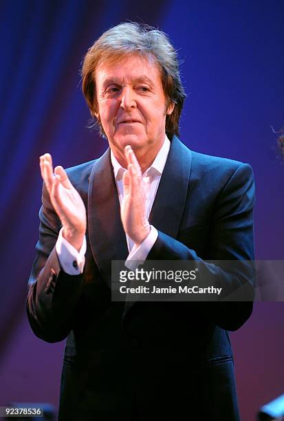 Sir Paul McCartney attends the Chance & Chemistry: A Centennial Celebration of Frank Loesser benefit concert at Minskoff Theatre on October 26, 2009...