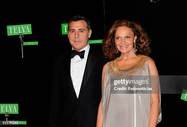 Designer Angel Schlesser and Diane Von Fustemberg arrive to the 2009 Telva Magazine Fashion Awards ceremony, held at the Teatro del Canal on October...