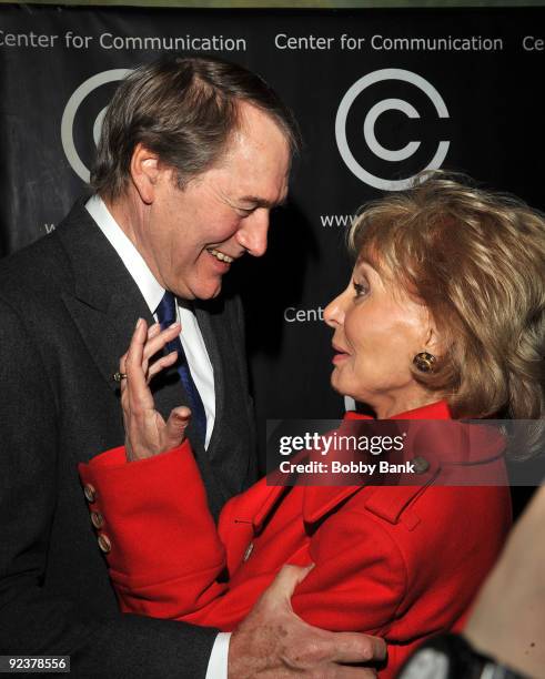 Charlie Rose and Barbara Walters attends the 2009 Center for Communication Luncheon at The Pierre Hotel on October 26, 2009 in New York City.