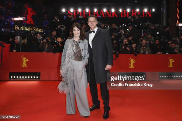 Iris Berben and Heiko Kiesow attend the closing ceremony during the 68th Berlinale International Film Festival Berlin at Berlinale Palast on February...