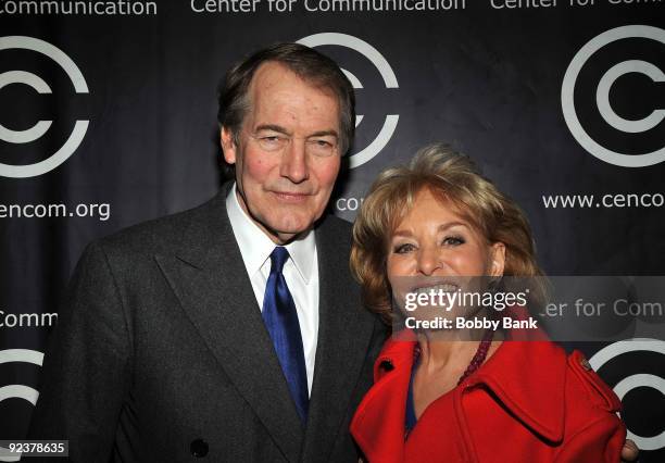 Charlie Rose and Barbara Walters attends the 2009 Center for Communication Luncheon at The Pierre Hotel on October 26, 2009 in New York City.