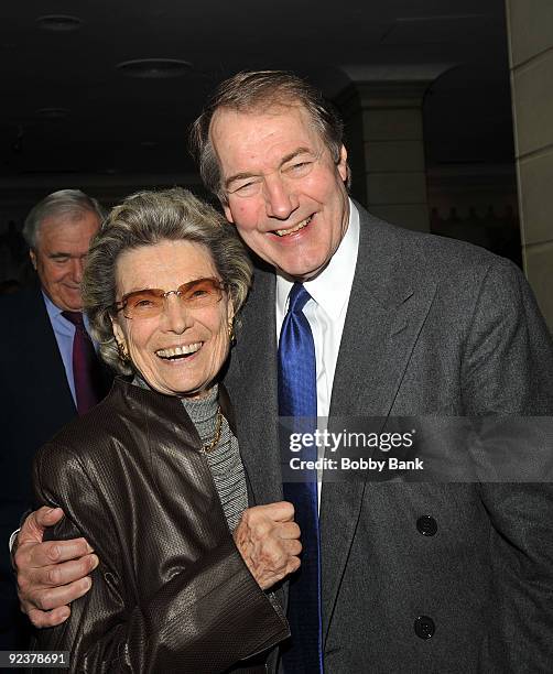 Rosalind Walter and Charlie Rose attends the 2009 Center for Communication Luncheon at The Pierre Hotel on October 26, 2009 in New York City.
