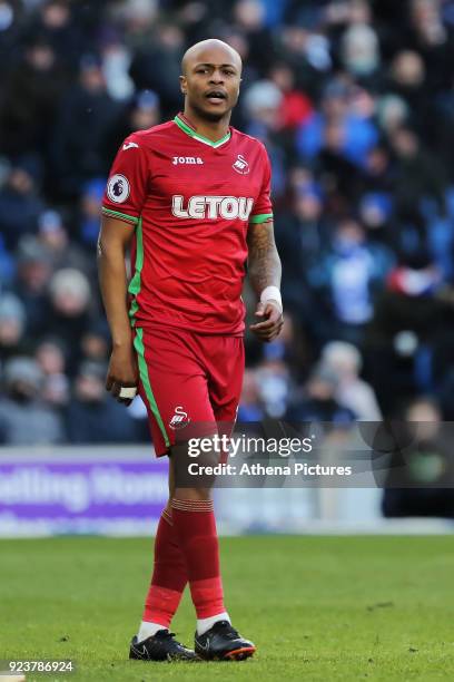 Andre Ayew of Swansea City in action during the Premier League match between Brighton and Hove Albion and Swansea City and at the Amex Stadium on...