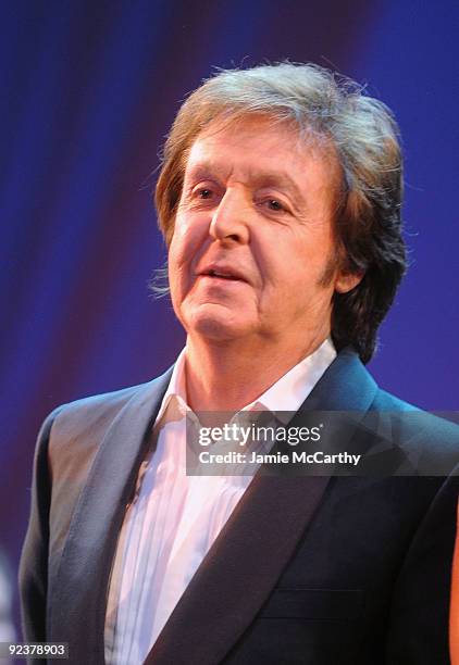 Sir Paul McCartney attends the Chance & Chemistry: A Centennial Celebration of Frank Loesser benefit concert at Minskoff Theatre on October 26, 2009...