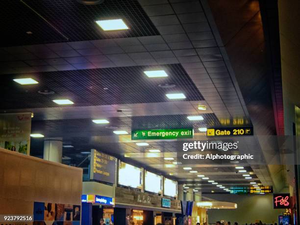 manchester airport departure boards - manchester airport stock pictures, royalty-free photos & images