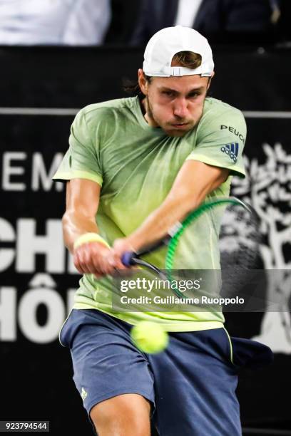 Lucas Pouille during the Open 13 Marseille 1/2 final during the Open 13 Marseille 1/2 final during semi final of Tennis Open 13 on February 24, 2018...