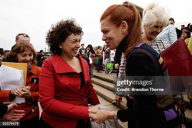 Australian women, including the Prime Minster's wife Therese Rein and Leader of the Opposition's wife Lucy Turnbull gather to show support for the...