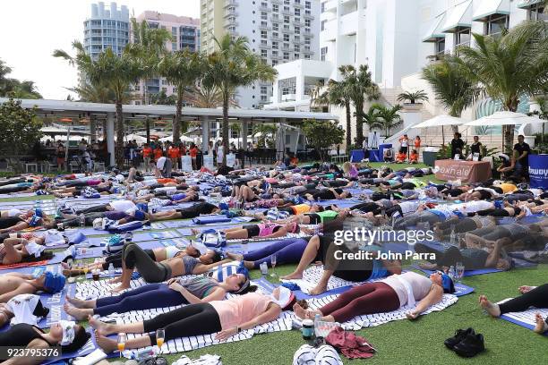 Guests attend illy At Buddhas And Bellinis #livehapilly At SOBEWFF at Loews Miami Beach on February 24, 2018 in Miami Beach, Florida.