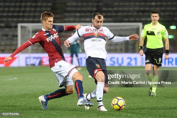 Goran Pandev of Genoa CFC in action during the serie A match between Bologna FC v Genoa CFC at Stadio Renato Dall'Ara on February 24, 2018 in...