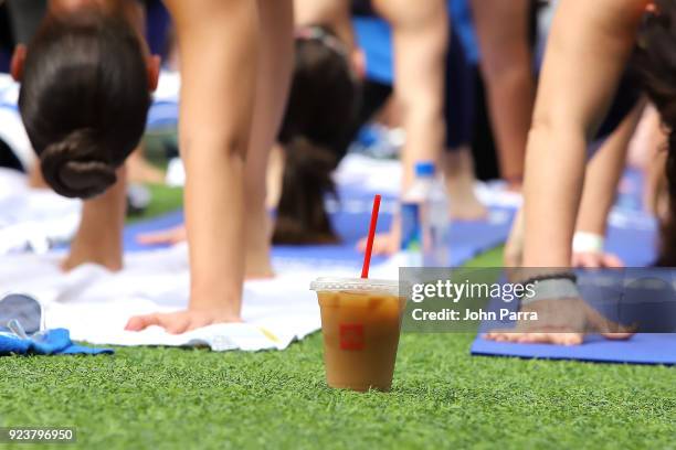 Illy Cold Brew on display at illy At Buddhas And Bellinis #livehapilly At SOBEWFF at Loews Miami Beach on February 24, 2018 in Miami Beach, Florida.