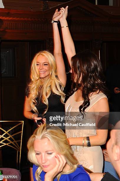 Actress Lindsay Lohan and Jessica Meisels attend "Rock The Kasbah" hosted by Sir Richard Branson and Eve Branson held at Vibiana on October 26, 2009...