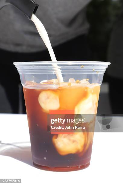 Illy Cold Brew on display at illy At Buddhas And Bellinis #livehapilly At SOBEWFF at Loews Miami Beach on February 24, 2018 in Miami Beach, Florida.