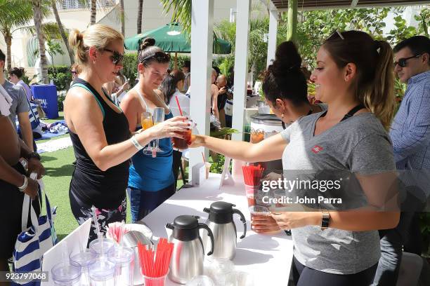 Guests visit illy At Buddhas And Bellinis #livehapilly At SOBEWFF at Loews Miami Beach on February 24, 2018 in Miami Beach, Florida.