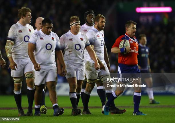 L-e Joe Launchbury, Mako Vunipola, Dylan Hartley, Maro Itoje and Chris Robshaw of England show their frustrations during the NatWest Six Nations...