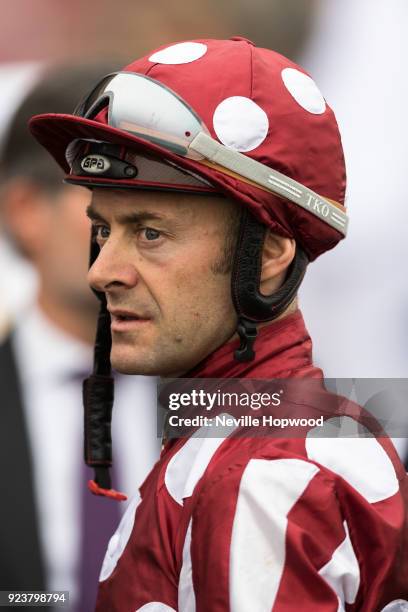 Jockey Olivier Peslier at Al Rayyan Racecourse on February 24, 2018 in Doha, Qatar.