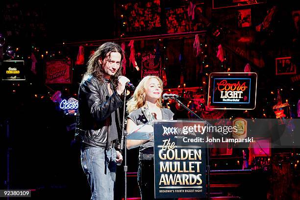 Constantine Maroulis and Kerry Butler attends the 2009 Golden Mullet Awards at Brooks Atkinson Theatre on October 26, 2009 in New York City.