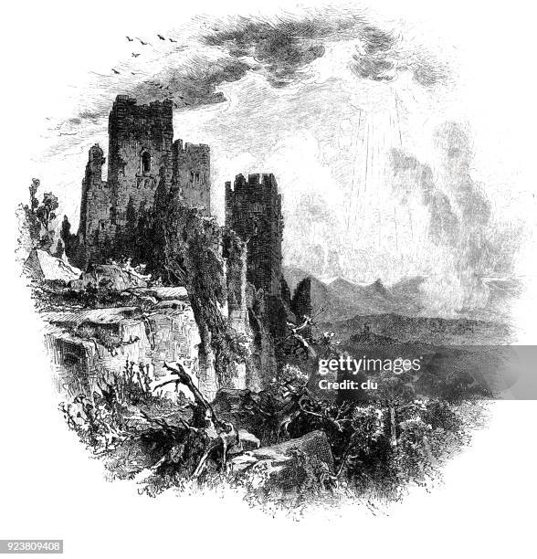 landscape in the vosges - lorraine stock illustrations