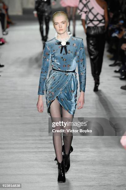 Ruth Bell walks the runway at the Philosophy Di Lorenzo Serafini show during Milan Fashion Week Fall/Winter 2018/19 on February 24, 2018 in Milan,...