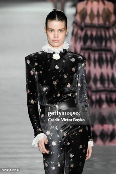 Luna Bijl walks the runway at the Philosophy Di Lorenzo Serafini show during Milan Fashion Week Fall/Winter 2018/19 on February 24, 2018 in Milan,...