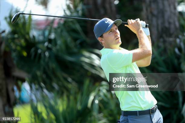 Russell Henley plays his tee shot on the second hole during the third round of the Honda Classic at PGA National Resort and Spa on February 24, 2018...