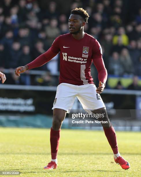 Gboly Ariyibi of Northampton Town in action during the Sky Bet League One match between Northampton Town and Oxford United at Sixfields on February...