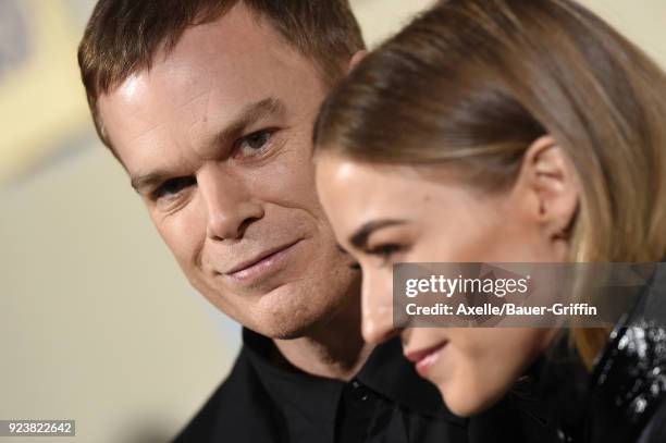 Actor Michael C. Hall and Morgan Macgregor arrive at the Los Angeles premiere of 'Game Night' at TCL Chinese Theatre on February 21, 2018 in...