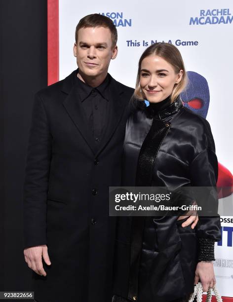 Actor Michael C. Hall and Morgan Macgregor arrive at the Los Angeles premiere of 'Game Night' at TCL Chinese Theatre on February 21, 2018 in...