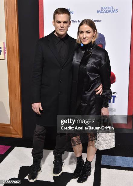 Actor Michael C. Hall and Morgan Macgregor arrive at the Los Angeles premiere of 'Game Night' at TCL Chinese Theatre on February 21, 2018 in...