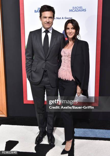 Actors Jason Bateman and Amanda Anka arrive at the Los Angeles premiere of 'Game Night' at TCL Chinese Theatre on February 21, 2018 in Hollywood,...