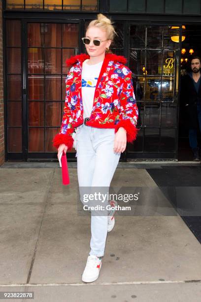 Sophie Turner is seen in the East Village on February 24, 2018 in New York City.