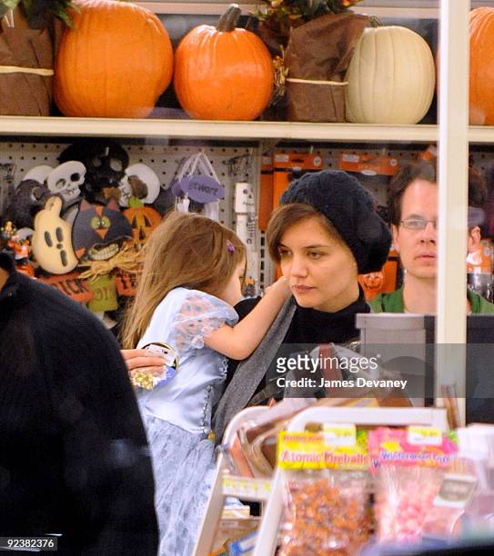 Katie Holmes and Suri Cruise go Halloween shopping at Jo-Ann Fabrics & Crafts on October 26, 2009 in Burlington, Massachusetts.