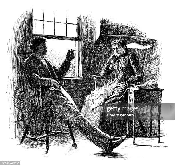 couple having a serious talk - talking serious stock illustrations