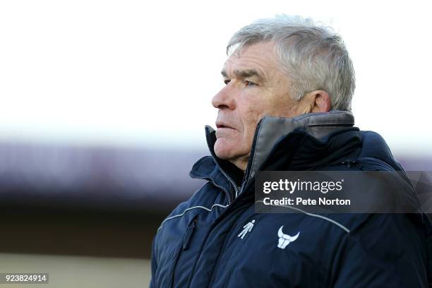 Oxford United caretaker manager Derek Fazackerley looks on during the Sky Bet League One match between Northampton Town and Oxford United at...