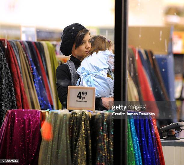 Katie Holmes and Suri Cruise go Halloween shopping at Jo-Ann Fabrics & Crafts on October 26, 2009 in Burlington, Massachusetts.
