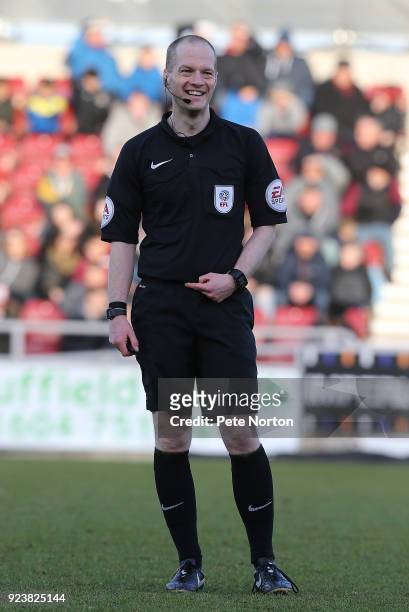 Referee Martin Coy in action during the Sky Bet League One match between Northampton Town and Oxford United at Sixfields on February 24, 2018 in...
