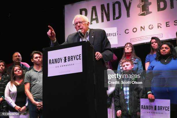 Sen. Bernie Sanders speaks at a campaign rally for Randy Bryce on February 24, 2018 in Racine, Wisconsin. Bryce, a union ironworker, is hoping to...