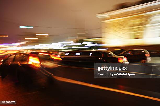 Russian stretchlimousine at Place of the Revolution near the Kremlin Palace on October 14, 2009 in Moscow, Russia. Moscow is the biggest european...