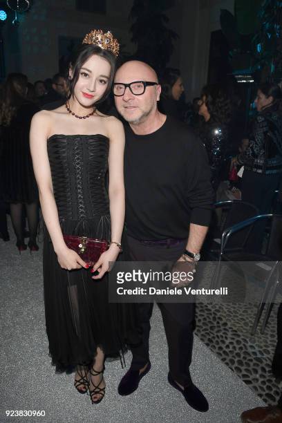 Dilraba Dilmurat and Domenico Dolce attend the Dolce & Gabbana Secret & Diamond show during Milan Fashion Week Fall/Winter 2018/19 on February 24,...