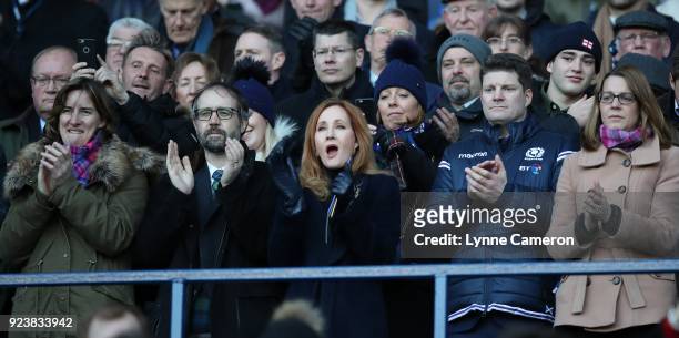 Katherine Grainger, Neil Murray, Joanne Rowling and Dominic McKay during the NatWest Six Nations Championship between Scotland and England at...